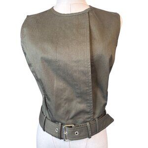 2/$30 Zara S Womens Olive Green Khaki Cotton Belted Jacket